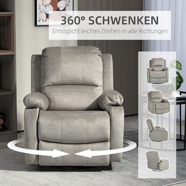 Rootz Relaxation Chair TV-nojatuoli - kallistuva istuin - Kääntyvä keinu - Nahkainen kangas - Mukinpidike - Ruskea - 87cm x 162cm x 102cm