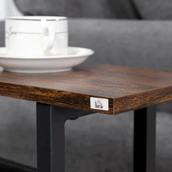 Rootz Sidebord - Sengebord - Sofabord - smalt design - Med stofpose - Stål - Mørkebrun + Sort - 49 x 19 x 55cm