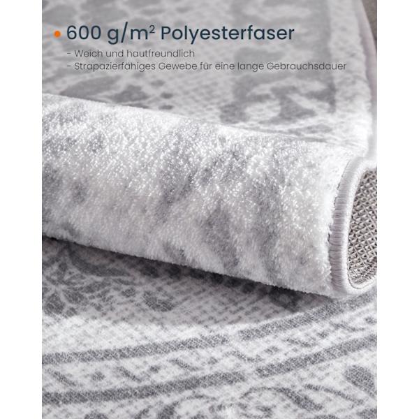Rootz Dove Grey Boho Style Rundt tæppe - Cirkulært tæppe - Områdetæppe - Polyester/filt/TPR - 160 cm Diameter - Letvægts 2,8 kg
