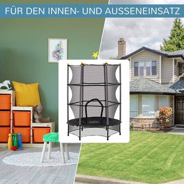 Rootz Kids Trampoline - Children Rebounder - Youth Jumper - Safety Net - Steel Frame - Ø140 cm x 190 cm - Indoor & Outdoor Fun