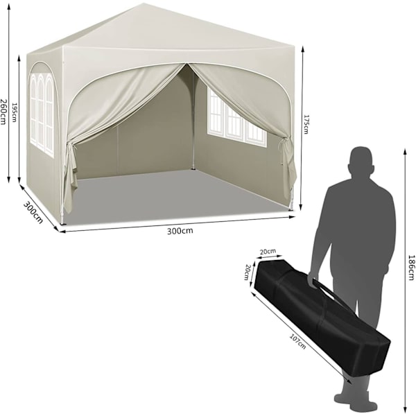 Rootz Ultimate Outdoor Gazebo - Väderbeständig paviljong - Eventtält - Stark metallram - UV- och regnskydd - Enkel installation - 3x3m