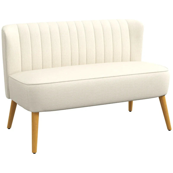 Rootz 2-sits Tygsoffa - Stoppad soffa - Dubbelsoffa - Sittmöbler - Loungesoffa - Träskum - Gräddvit - 117 x 56,5 x 77 cm