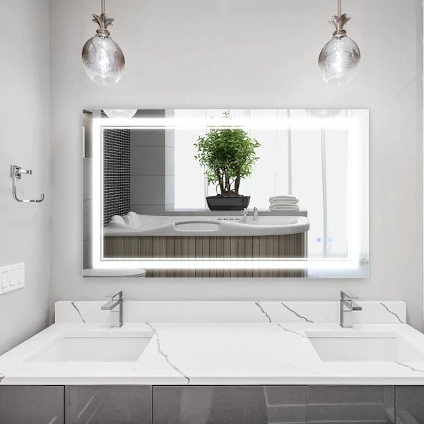 Rootz Badeværelsesspejl med Led-belysning - Hukommelsesfunktion - Touch Switch - Sprøjtsikker - Aluminiumslegering - Sølv - 100L x 60W x 3,2H cm
