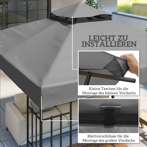 Rootz 3M x 3M Gazebo Ersättnings tak - Gazebo -tarpaulin - Solskugga - UPF30+ skydd - 300 cm x 300 cm