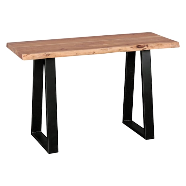 Rootz Modern Design Kontorbord - Bord i massivt træ - Trækant - Trapezformede metalben - Håndlavet - Akacietræ - 118 cm x 41 cm x 76,5 cm
