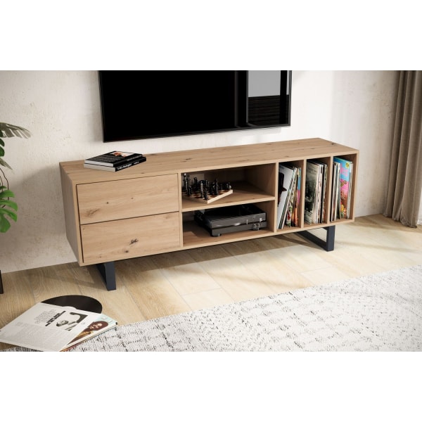 Rootz Modern TV Bänkskåp - TV-bänk - Ekdekor - Rektangulär förvaring - Rymlig - Organiserad - 150cm x 55cm x 40cm