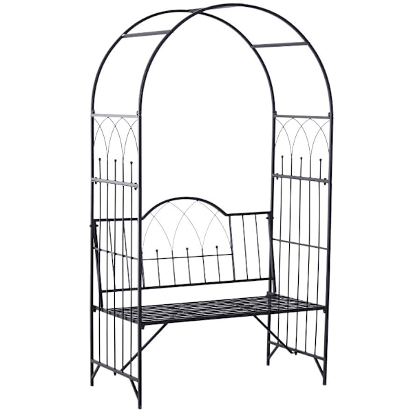 Nancy's Markham Rozenbank - Rozenboog - Tuinbank - Prieelbank - Metaal - Svart - 115 x 59 x 203 cm