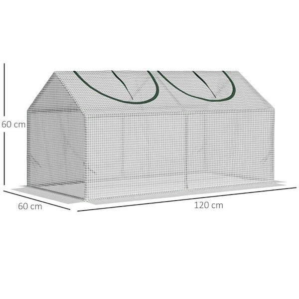 Rootz Drivhus - Folie Drivhus Med Vindue - PE Drivhus - Tomathus - Kold Ramme - Hvid - 120 x 60 x 60 cm