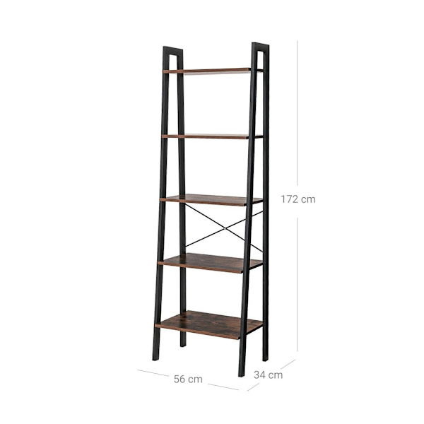 Rootz Ladder Hylla - Ståhylla - 5 hyllor - Bokhylla - Ladder Display Hylla - Modern Ladder Hylla - Tall Ladder Hylla - Stege Hylla för förvaring - Ind
