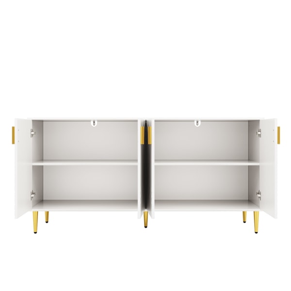 Rootz White Sideboard - Buffet Cabinet - Lagringsenhet - Elegant design, enkel rengöring, MDF, 152 cm x 40 cm x 75 cm