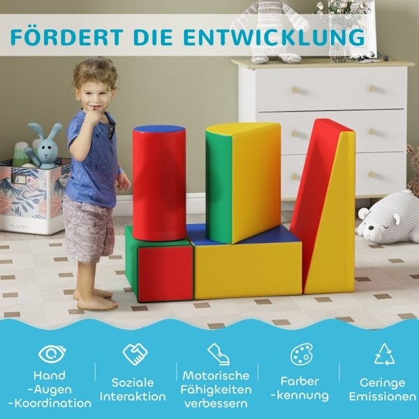Rootz Soft Building Block Set - Leksakskuber - Utbildningsleksak - Motorisk skicklighetsutveckling - 40,6 cm x 40,6 cm x 20,3 cm - EPE-skum
