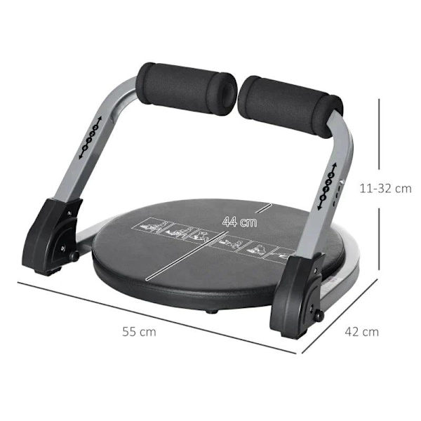 Rootz Abdominal Trainer - Abs Trainer - Abs Machine - Abs Träningsutrustning - Helkroppsträningsutrustning - För hemmagym - Svart - 55 x 42 x 11-32cm