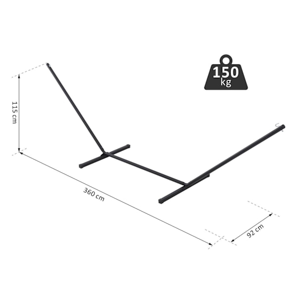 Rootz hængekøjestander - sort - metal - 141,73 cm x 36,22 cm x 45,27 cm