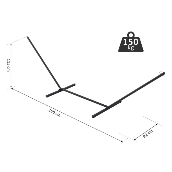 Rootz Hängmatta Stativ - Svart - Metall - 141,73 cm x 36,22 cm x 45,27 cm