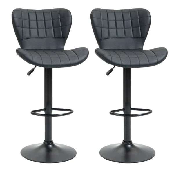 Rootz set med 2 barstolar - Retrodesign - Hemmabarer - Kök - Imiterat läder - Metall - Svart - 47 cm x 56 cm x 89-109 cm