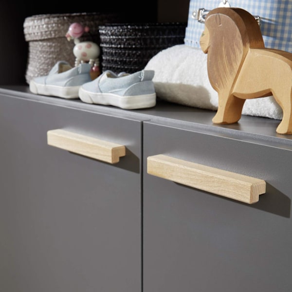 Rootz Baby Room Wardrobe - Cabinet - Closet - Storage - Armoire - Cupboard - Dresser - Grey - 130 x 190 x 60 cm