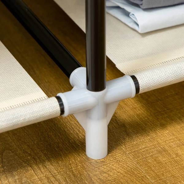 Rootz Stofgarderobe - Skab - Soveværelse - Ikke-vævet stof - Opbevaringsløsning - Plastforbindelser - 6 hylder - 1 tøj - Creme - 103L x 43W x 162,5H c