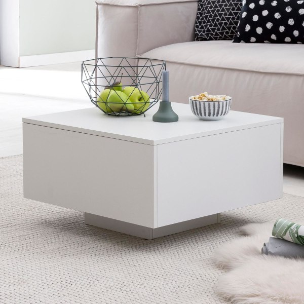 Rootz sofabord træ 60 x 60 x 35,5 cm spånplade - Sofabord Sofabord Moderne - Sidebord Firkantet Hvid - Design sofabord loungebord - Hvidt sofabord stu
