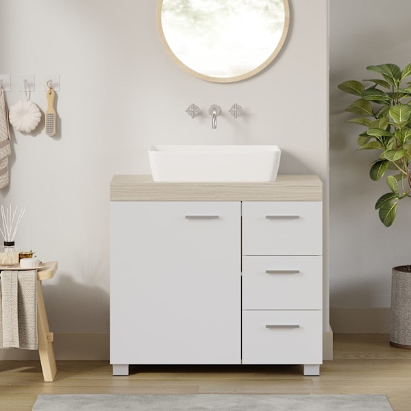 Rootz Sink Cabinet - Badeværelsesskab - Vanity Cabinet - 3 store skuffer - MDF - 30x70x64cm