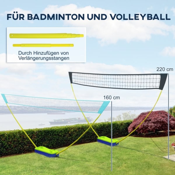 Rootz SPORTNOW 3-delat set Badmintonnätset - Volleybollnätset - Bärbart sportnät - Justerbart i höjdled - Bekväm förvaring - 400 cm x 22,4 cm x 155 cm