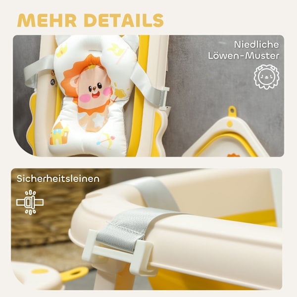 Rootz Foldbart babybadekar - Vask - NU -SLIP BOADTUB - Komfortabel badekude - 80,5 cm x 55 cm x 20 cm (gul)
