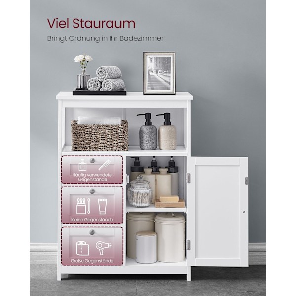 Rootz White Badrumsskåp - Förvaringsenhet - Organizer - MDF-material - 90kg Lastkapacitet - 30cm x 60cm x 80cm