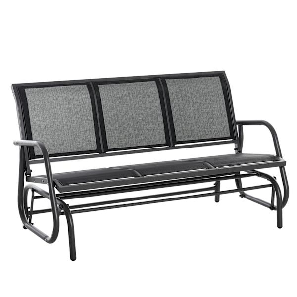 Rootz Swing Penkki - 3-paikkainen puutarhapenkki - Puiston penkki - Metalli - Musta - 151 x 75 x 85 cm
