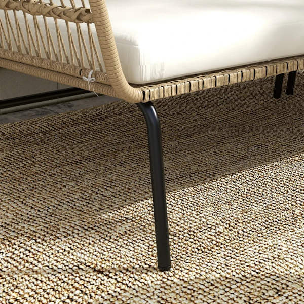 Rootz Havesiddegruppe - Loungemøbelsæt - Liggestol - Glasplade - PE Rattan - Naturlig + Cremehvid - 122 x 79 x 75 cm