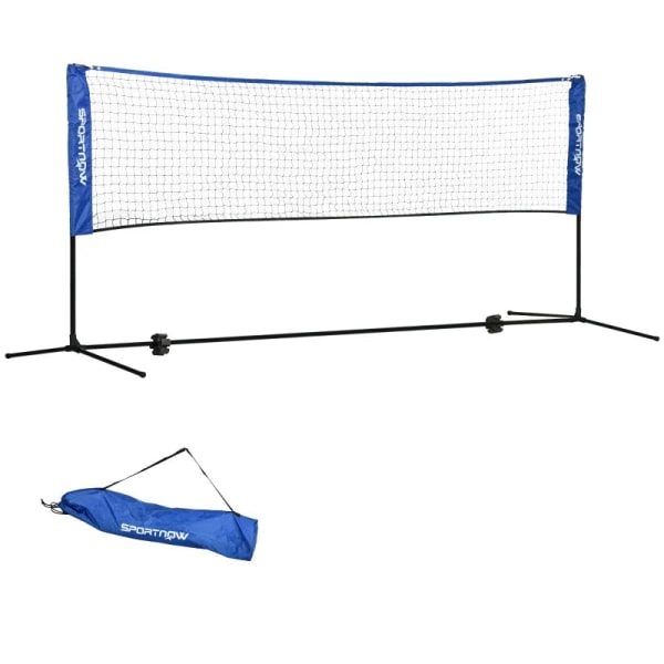 Rootz Badmintonnet med stativ - Højdejusterbar - Foldbar - Med bæretaske - Oxford Polyester - Sort + Blå - 310L x 103W x 107-155H cm
