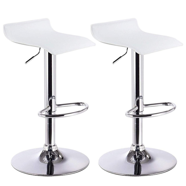 Rootz Set med 2 designerbarstolar - Moderna barstolar - Justerbara bänkstolar - Bekväma, mångsidiga, hållbara - konstläder, förkromad metall - 63cm-83