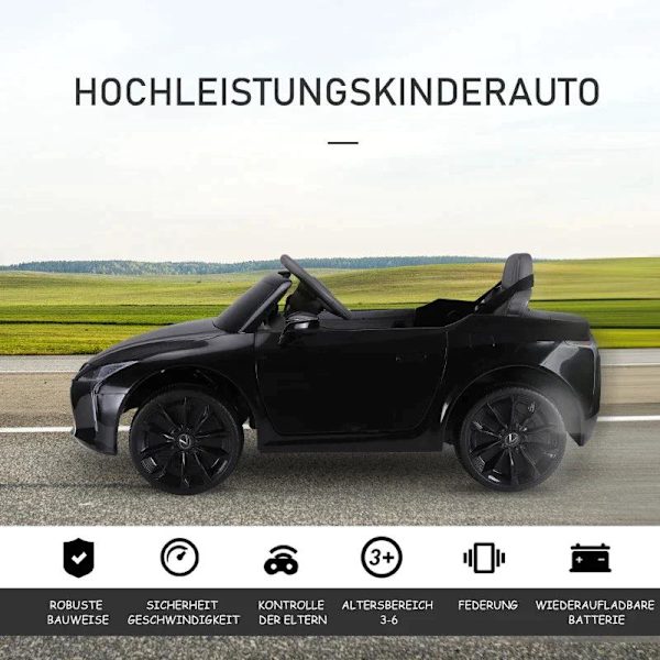 Rootz lasten sähköauto - Lasten auto - Lasten ajoneuvo - Sähköauto - Musta - 106 x 43 x 44 cm