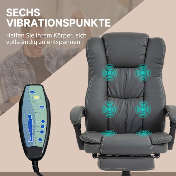 Rootz justerbar svängbar stol - kontorsstol - Ergonomisk retur - Massagefunktion - faux läder - 68.5x68.5x113-121cm