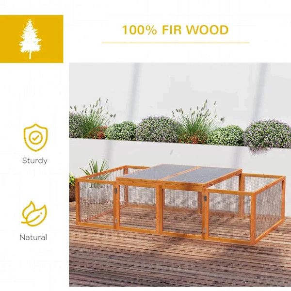 Rootz Rabbit Hutch - Utomhusinhägnad - Smådjursbur - Gran Wood - Nature - 181x100x48cm