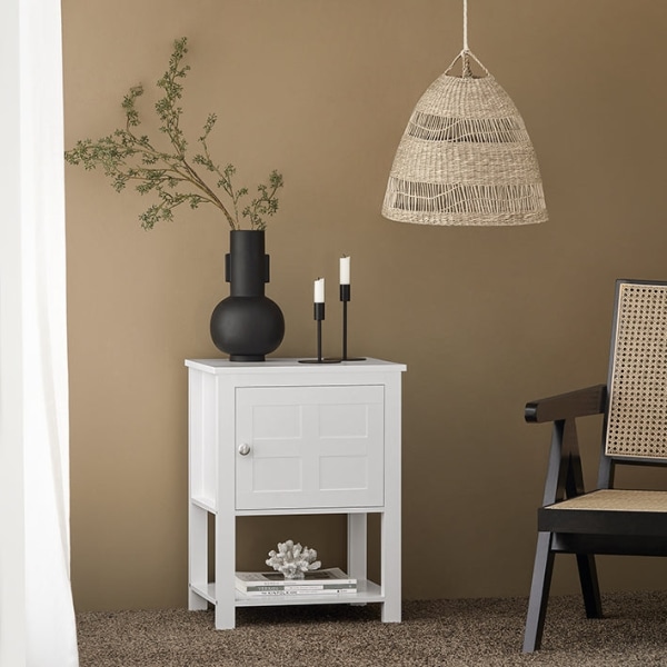 Rootz Modern Sängbord - Nattduksbord - Soffbord - Sidobord - Vit - Sekretessförvaring - Kompakt design - Perfekt för trånga utrymmen - 45cm x 60cm x 3