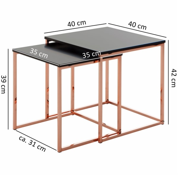 Rootz sidobord - Soffbord - Set med 2 - Moderna bord - Metall - Svart - Koppar
