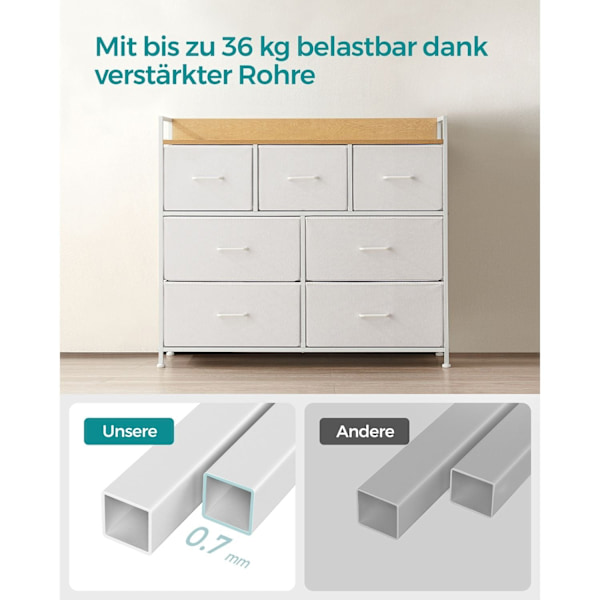 Rootz White Oak kommode - Soveværelsesorganisering - Opbevaringsskuffer - Spånplade - 28,5 cm x 98 cm x 85 cm