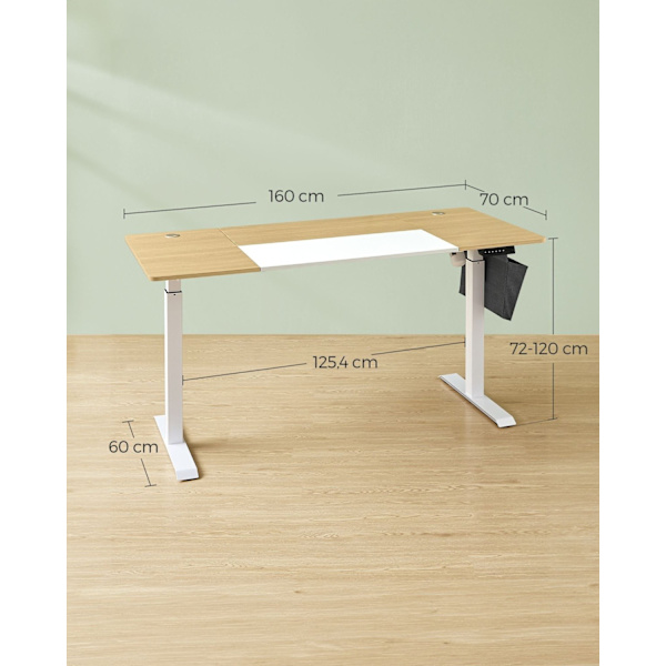 Rootz Elektriskt stående skrivbord - Justerbart skrivbord - Sit Stand Skrivbord - Spånskiva Stålstomme - Non-Woven Tyg - Pastell Yellow-Base White - 7