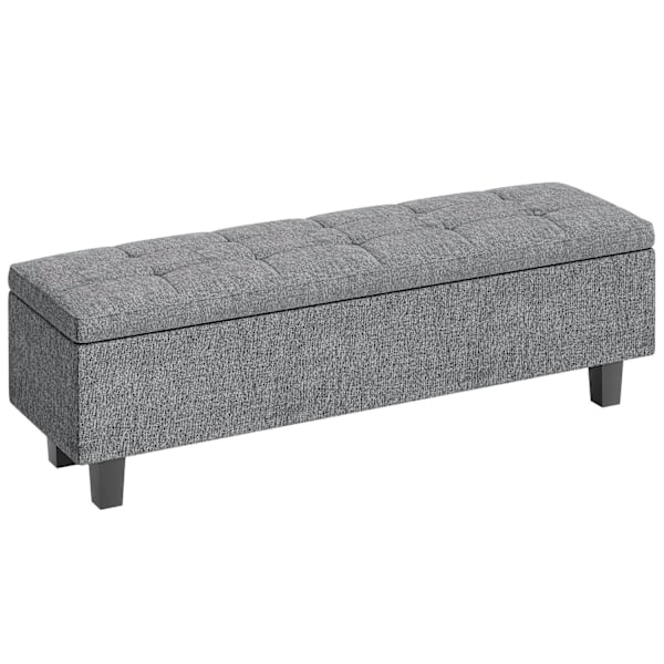 Rootz Linen Look Storage Bench - Lagring Seat Chest - Tufted Storage Bench - Hidden Storage - 138 cm x 40 cm x 45 cm