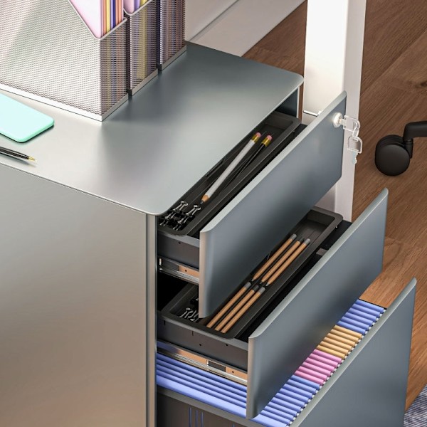 Rootz Office Rolling Container - Arkivskåp - Förvaringsorganisator - Stål Hållbarhet - 39cm x 48cm x 59cm