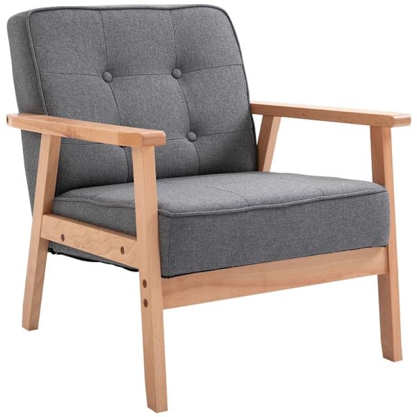Rootz Armchair - Accent Chair - Single Sofa -lounge Chair - Upholstered Chair - With Armrests - Wooden Frame - Dark Gray - 64.5 x 70 x 74 cm