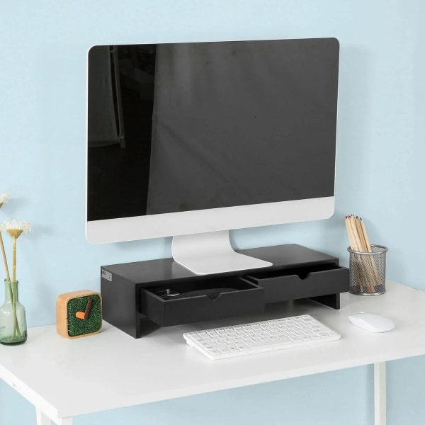 Rootz Monitor Stand Computer Screen-Monitor Stand- Monitor Riser -Desk Organizer med 2 skuffer