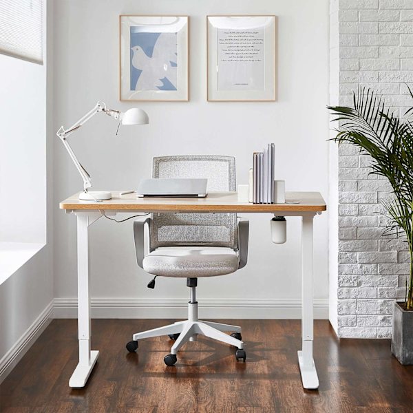 Rootz Elektrisk Højdejusterbar Hvid Bordramme - Sit-Stand Skrivebord - Motoriseret skrivebord - Stål - Kontinuerlig højdejustering - (115-147) x 60 x