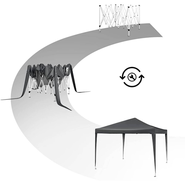 Rootz Premium Outdoor Gazebo - Paviljong - Baldakin - Vattentät - UV-skydd - Enkel installation - 3x3m - Antracit