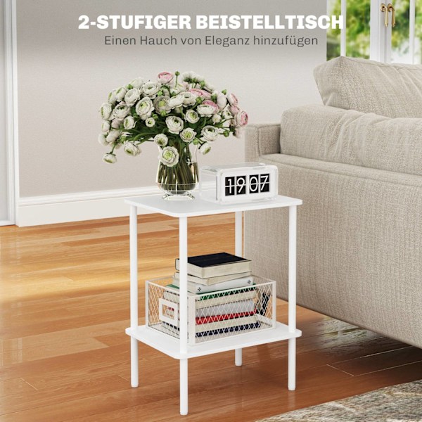 Rootz 2 Tier Side Table - Accent Table - soffbord - Extra förvaring - 40 cm x 30 cm x 52,2 cm