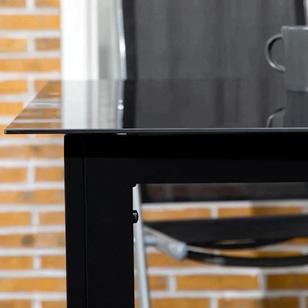 Rootz Havebord - 6 personers - Vejrbestandig - Hærdet glas - Terrassebord - Sort - 150 cm x 90 cm x 74 cm