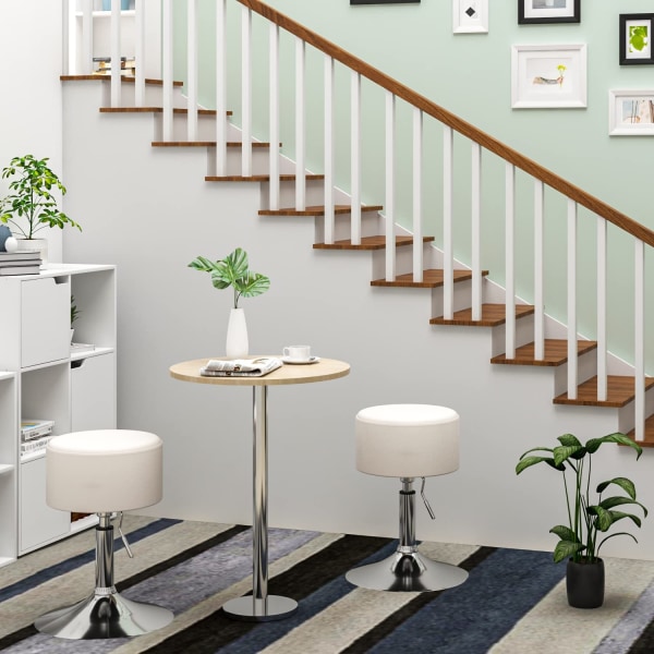 Rootz Designer Hocker - Jakkara - Istuintuoli - Kääntyvä istuin - Säädettävä tuoli - Moderni jakkara - Pyörivä istuin - Valkoinen - 15,7x15,7x10,2 tuu