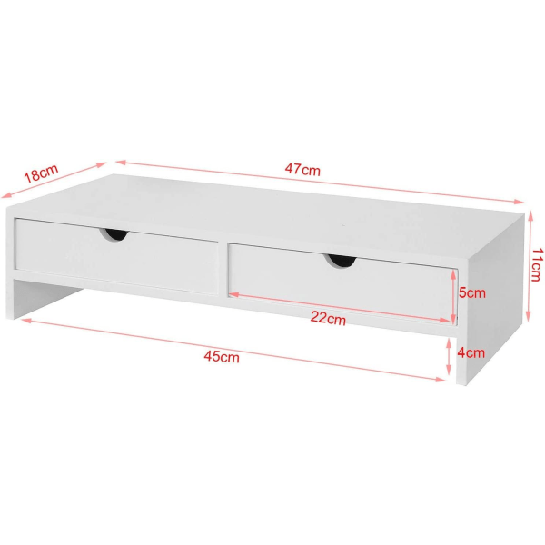 Rootz Monitor Stand Computer Screen- Monitor Stand Monitor- Riser Desk Organizer med 2 skuffer