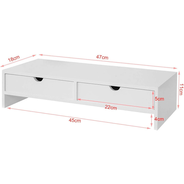 Rootz Monitor Stand Datorskärm- Monitor Stand Monitor- Riser Desk Organizer med 2 lådor
