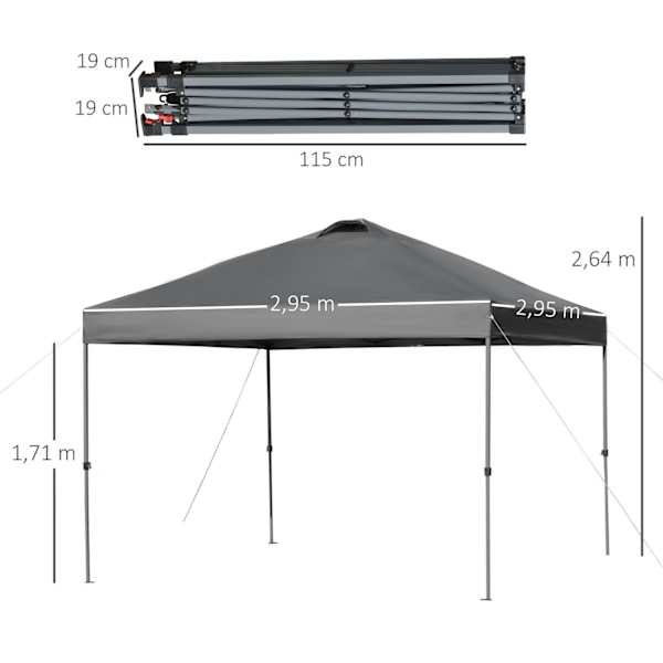 Rootz Garden Pavilion - Folding Pavilion - Marquee -telt - UV -beskyttelse - 2,95 x 2,64 m