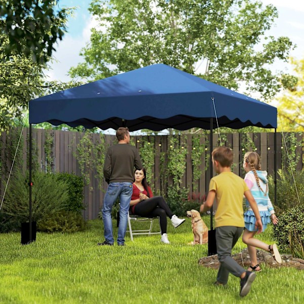Rootz 3x3m pop -up pavilion - trädgårdstält - höjdjusterbar - UPF50+ UV -skydd - 297x297x287cm - 6-9 personer - blå - rullväska ingår